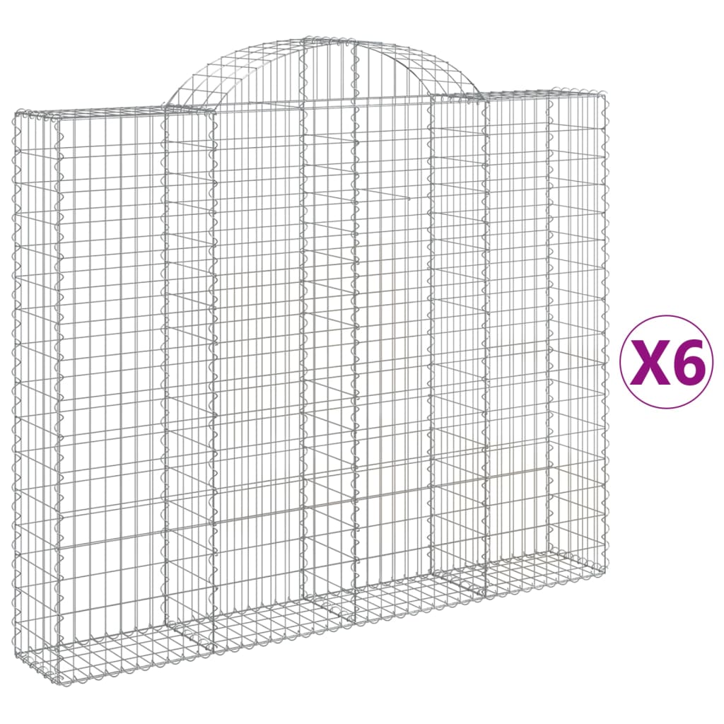 Arched Gabion Baskets 6 pcs 200x30x160/180 cm Galvanised Iron