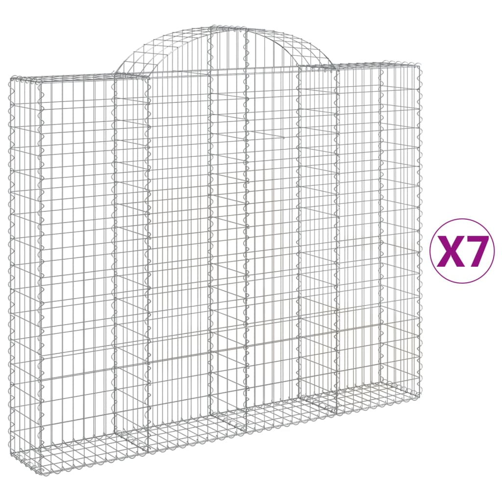 Arched Gabion Baskets 7 pcs 200x30x160/180 cm Galvanised Iron