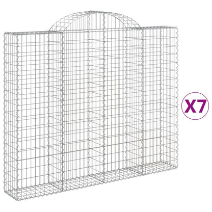 Arched Gabion Baskets 7 pcs 200x30x160/180 cm Galvanised Iron