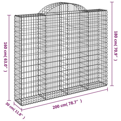 Arched Gabion Baskets 7 pcs 200x30x160/180 cm Galvanised Iron