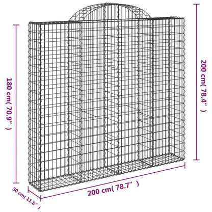 Arched Gabion Baskets 3 pcs 200x30x180/200 cm Galvanised Iron