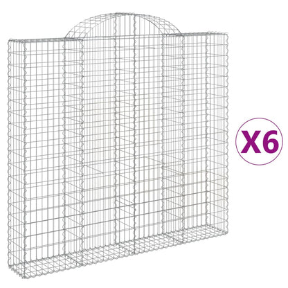 Arched Gabion Baskets 6 pcs 200x30x180/200 cm Galvanised Iron