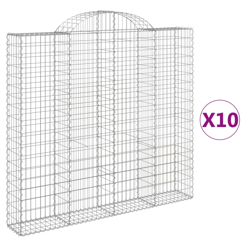 Arched Gabion Baskets 10 pcs 200x30x180/200 cm Galvanised Iron