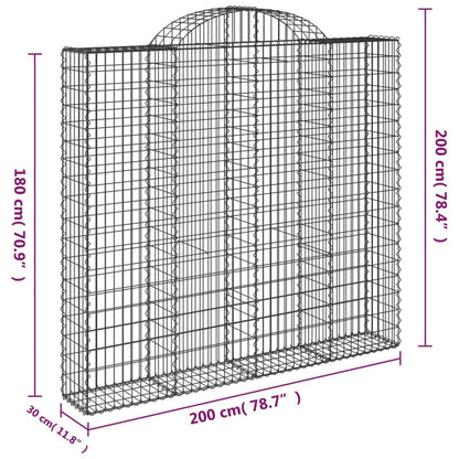 Arched Gabion Baskets 10 pcs 200x30x180/200 cm Galvanised Iron