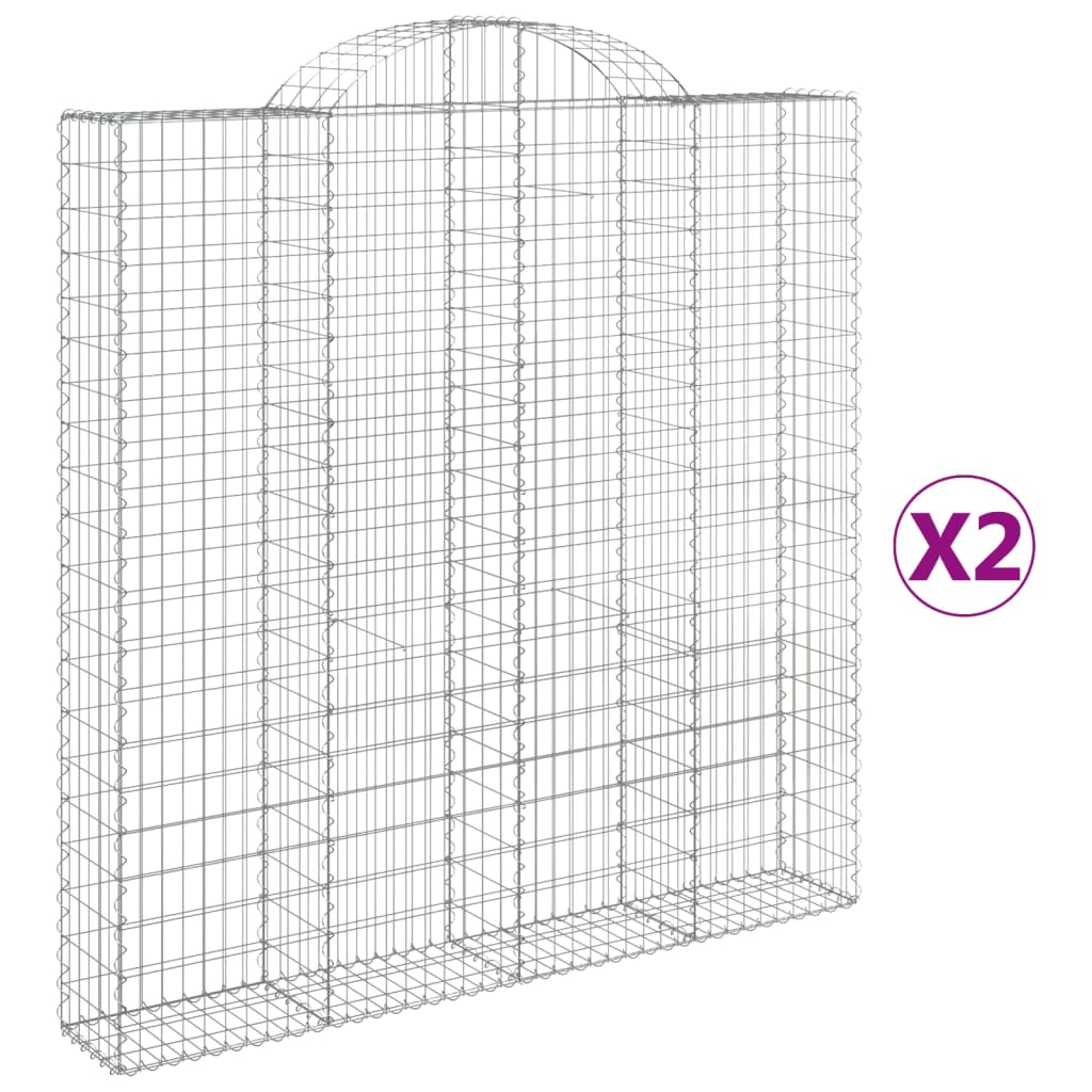 Arched Gabion Baskets 2 pcs 200x30x200/220 cm Galvanised Iron