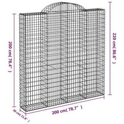 Arched Gabion Baskets 6 pcs 200x30x200/220 cm Galvanised Iron