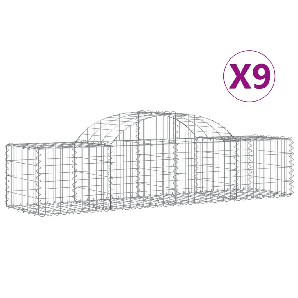 Arched Gabion Baskets 9 pcs 200x50x40/60 cm Galvanised Iron