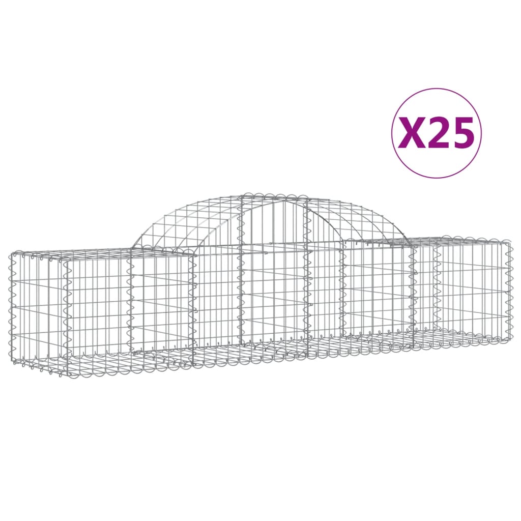 Arched Gabion Baskets 25 pcs 200x50x40/60 cm Galvanised Iron