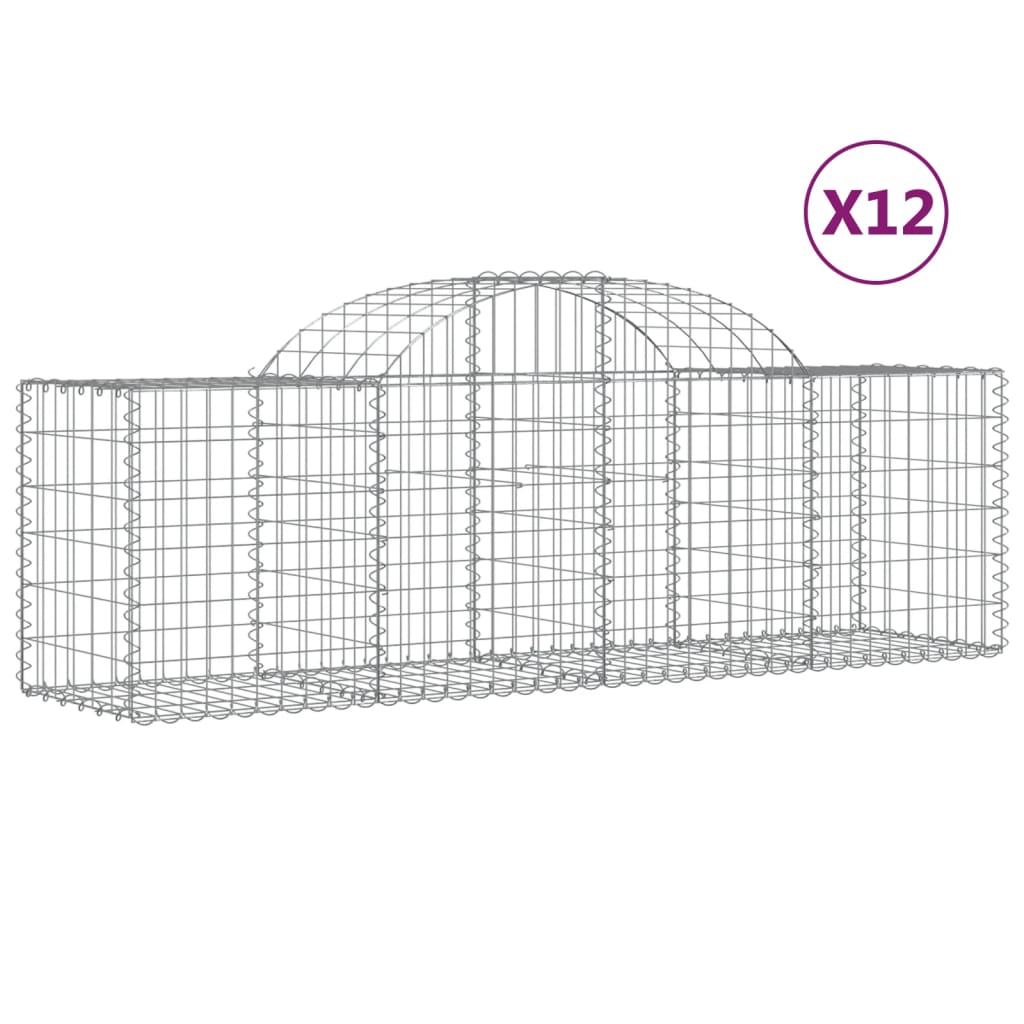 Arched Gabion Baskets 12 pcs 200x50x60/80 cm Galvanised Iron