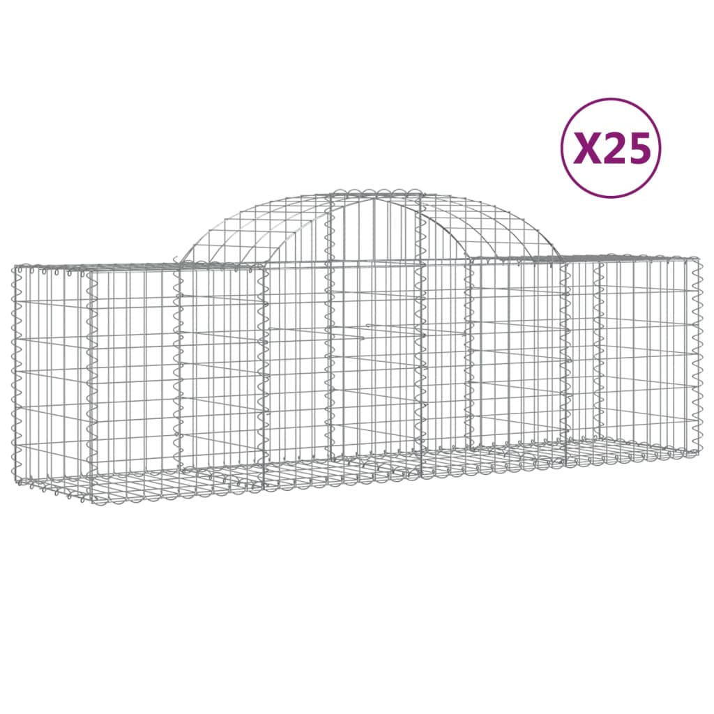 Arched Gabion Baskets 25 pcs 200x50x60/80 cm Galvanised Iron