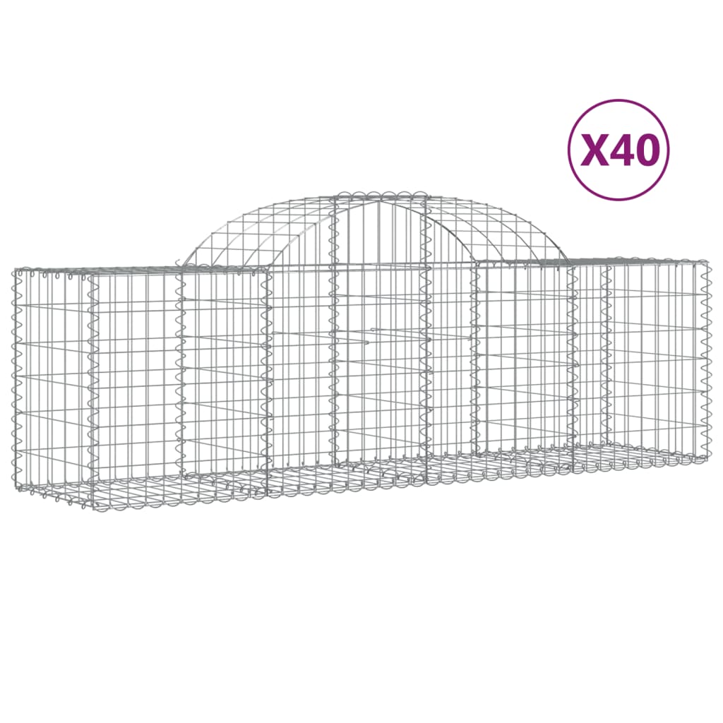 Arched Gabion Baskets 40 pcs 200x50x60/80 cm Galvanised Iron