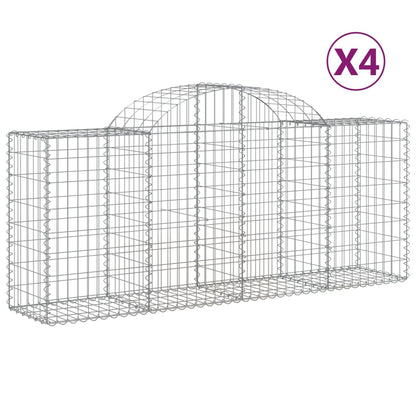 Arched Gabion Baskets 4 pcs 200x50x80/100 cm Galvanised Iron