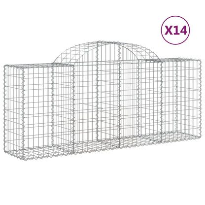 Arched Gabion Baskets 14 pcs 200x50x80/100 cm Galvanised Iron