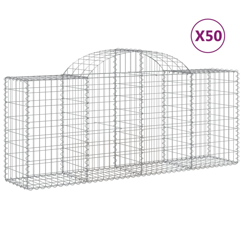 Arched Gabion Baskets 50 pcs 200x50x80/100 cm Galvanised Iron