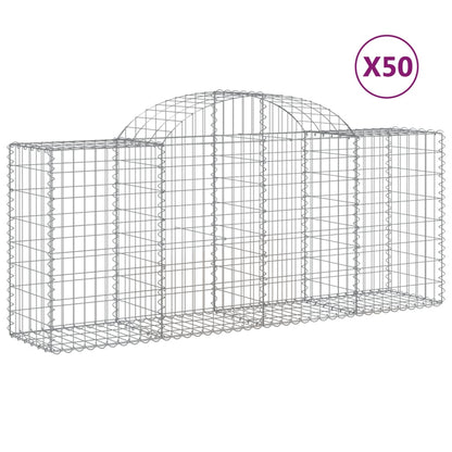 Arched Gabion Baskets 50 pcs 200x50x80/100 cm Galvanised Iron