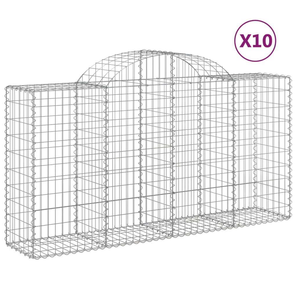 Arched Gabion Baskets 10 pcs 200x50x100/120 cm Galvanised Iron