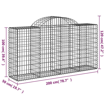 Arched Gabion Baskets 10 pcs 200x50x100/120 cm Galvanised Iron