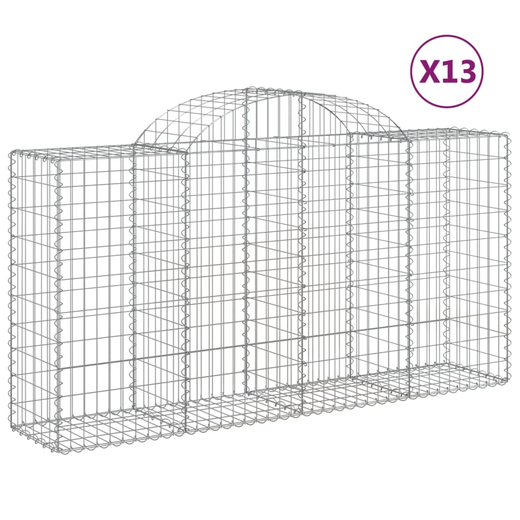 Arched Gabion Baskets 13 pcs 200x50x100/120 cm Galvanised Iron