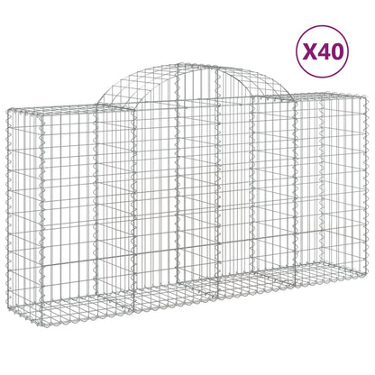 Arched Gabion Baskets 40 pcs 200x50x100/120 cm Galvanised Iron