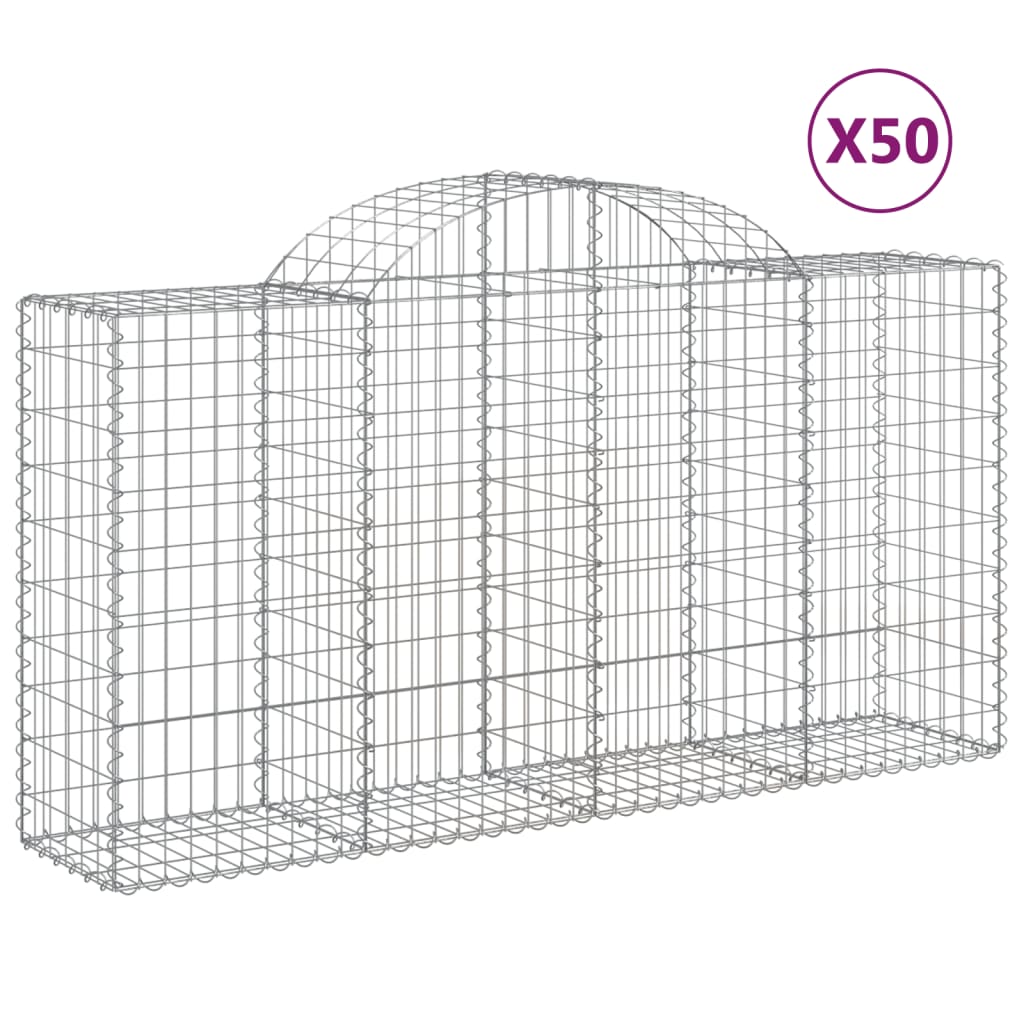 Arched Gabion Baskets 50 pcs 200x50x100/120 cm Galvanised Iron