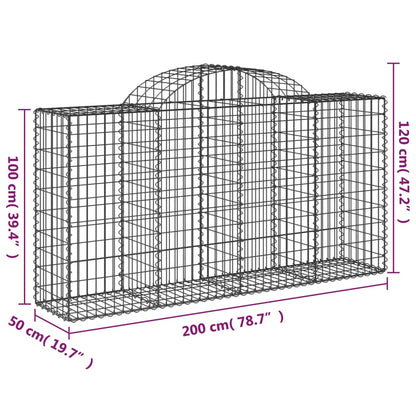 Arched Gabion Baskets 50 pcs 200x50x100/120 cm Galvanised Iron