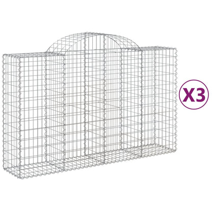 Arched Gabion Baskets 3 pcs 200x50x120/140 cm Galvanised Iron