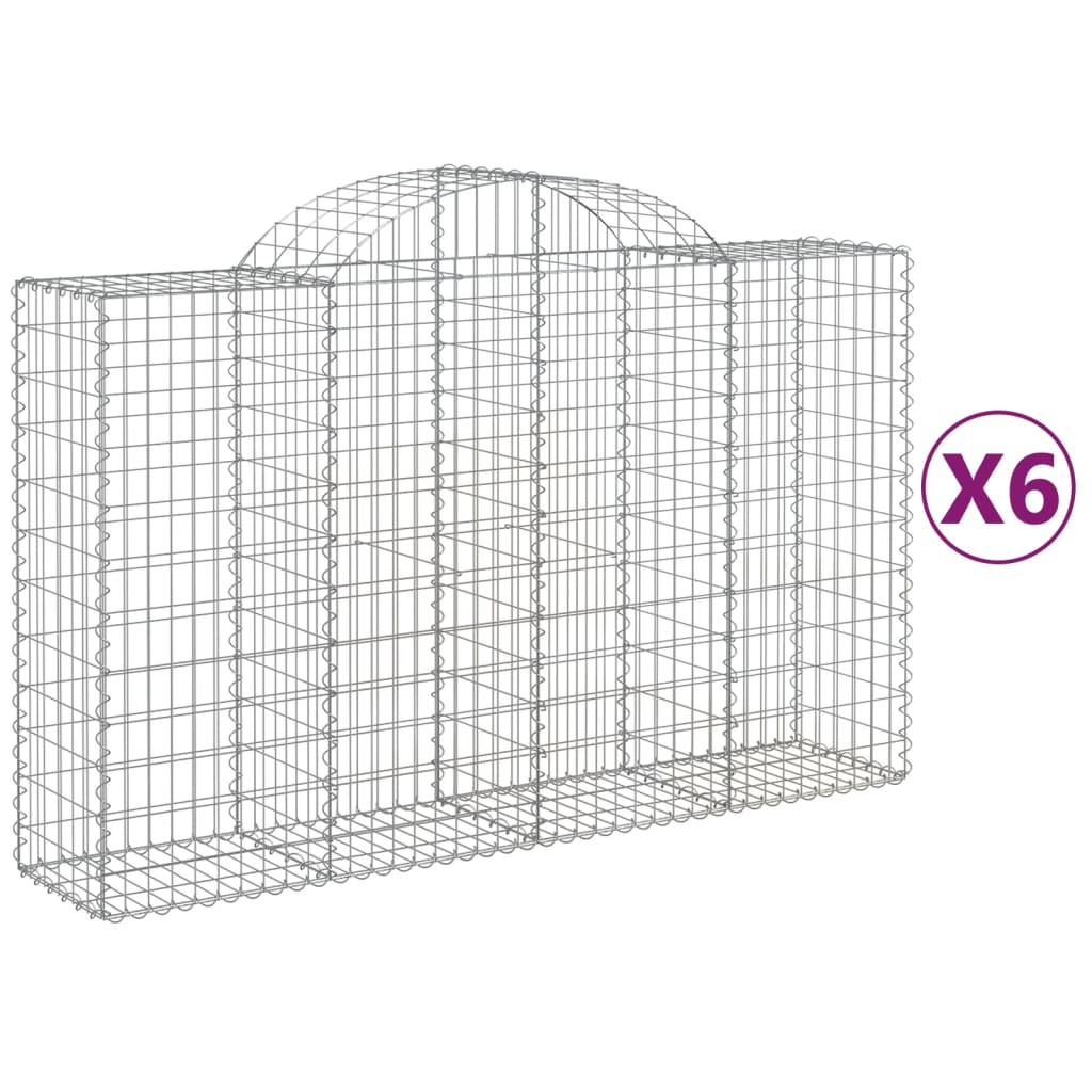 Arched Gabion Baskets 6 pcs 200x50x120/140 cm Galvanised Iron