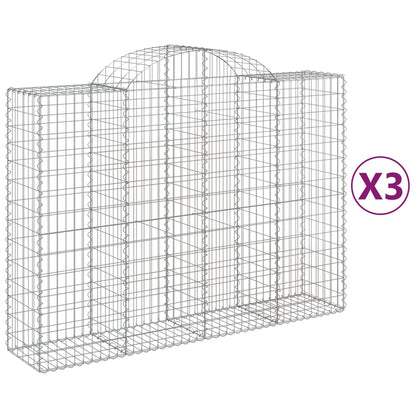 Arched Gabion Baskets 3 pcs 200x50x140/160 cm Galvanised Iron