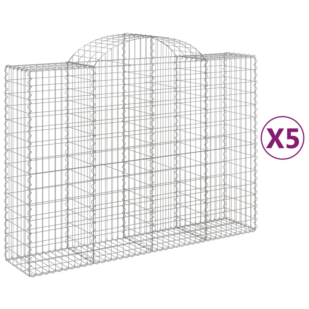 Arched Gabion Baskets 5 pcs 200x50x140/160 cm Galvanised Iron