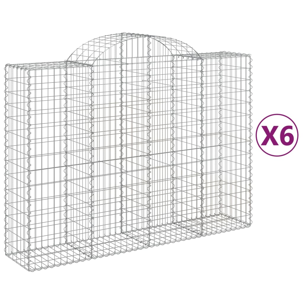 Arched Gabion Baskets 6 pcs 200x50x140/160 cm Galvanised Iron