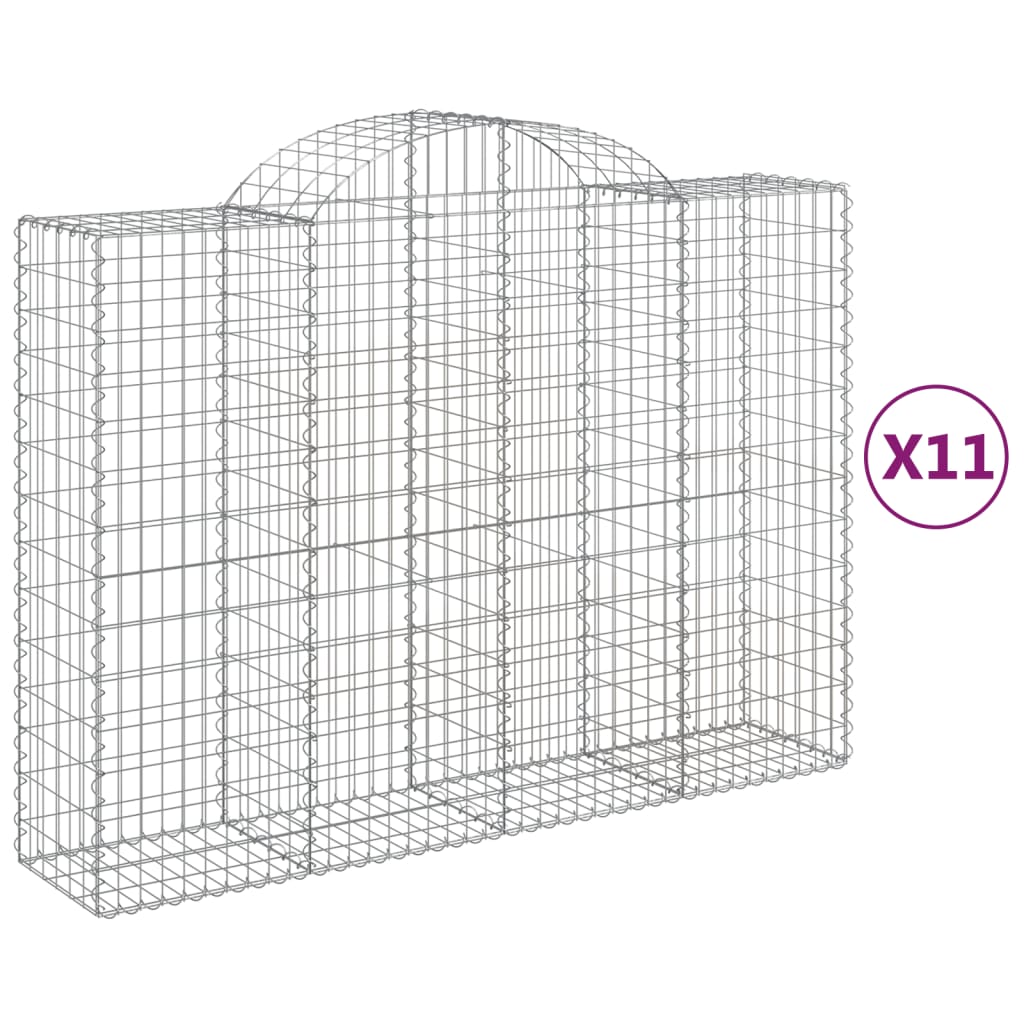 Arched Gabion Baskets 11 pcs 200x50x140/160 cm Galvanised Iron