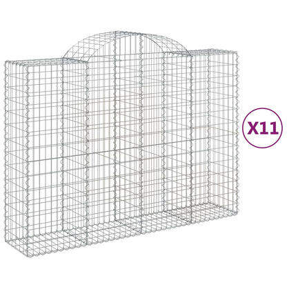 Arched Gabion Baskets 11 pcs 200x50x140/160 cm Galvanised Iron