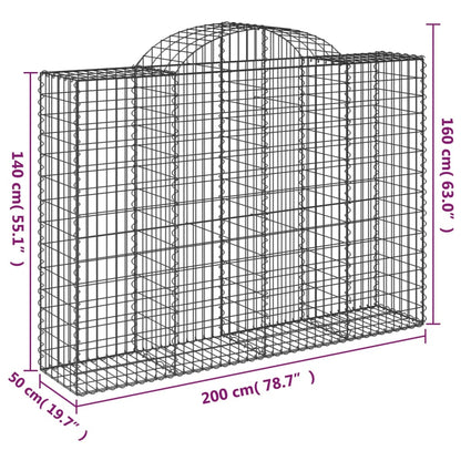 Arched Gabion Baskets 11 pcs 200x50x140/160 cm Galvanised Iron