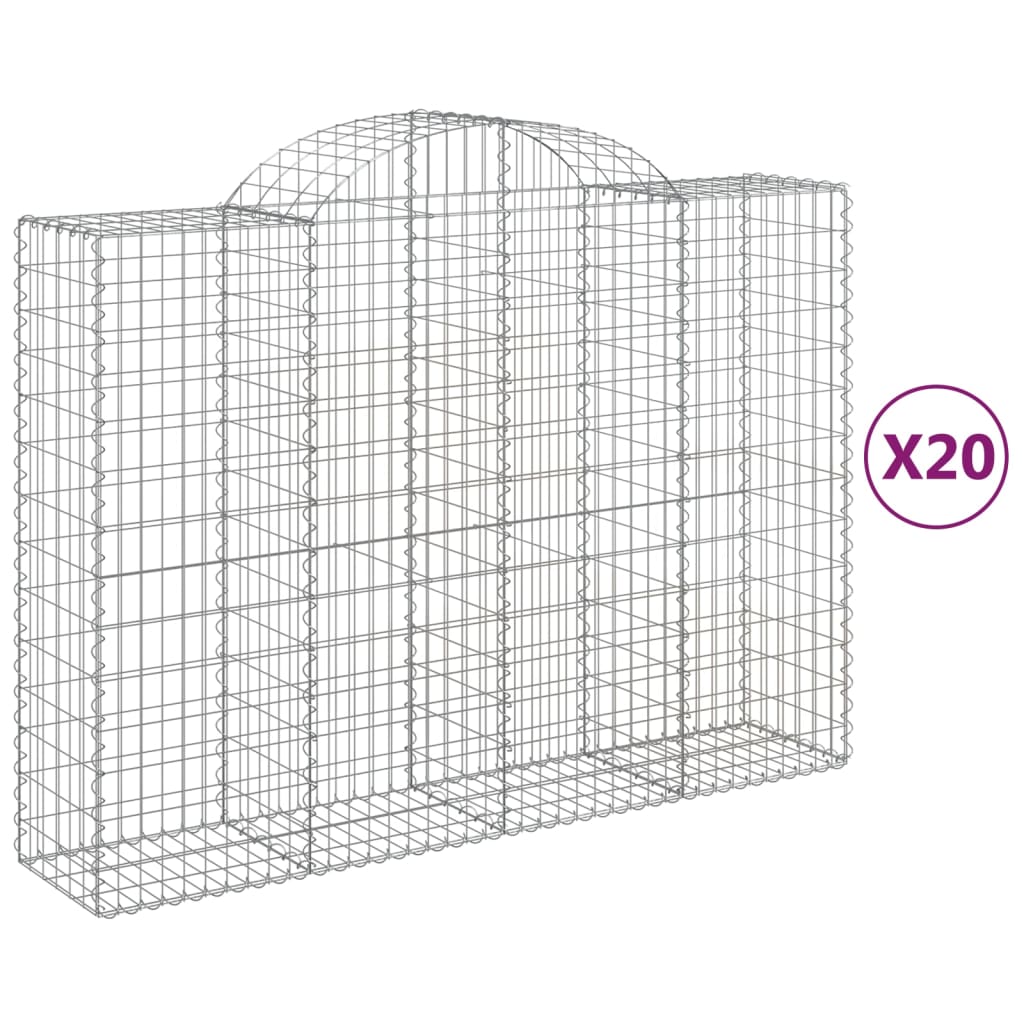 Arched Gabion Baskets 20 pcs 200x50x140/160 cm Galvanised Iron