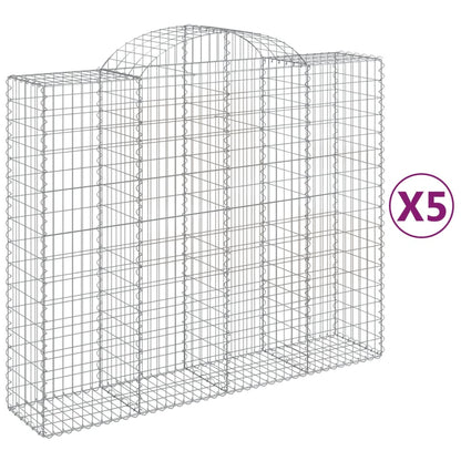 Arched Gabion Baskets 5 pcs 200x50x160/180 cm Galvanised Iron