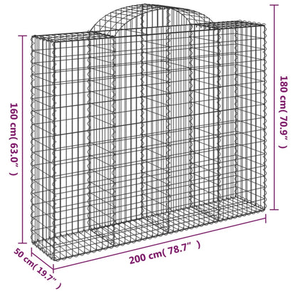 Arched Gabion Baskets 5 pcs 200x50x160/180 cm Galvanised Iron