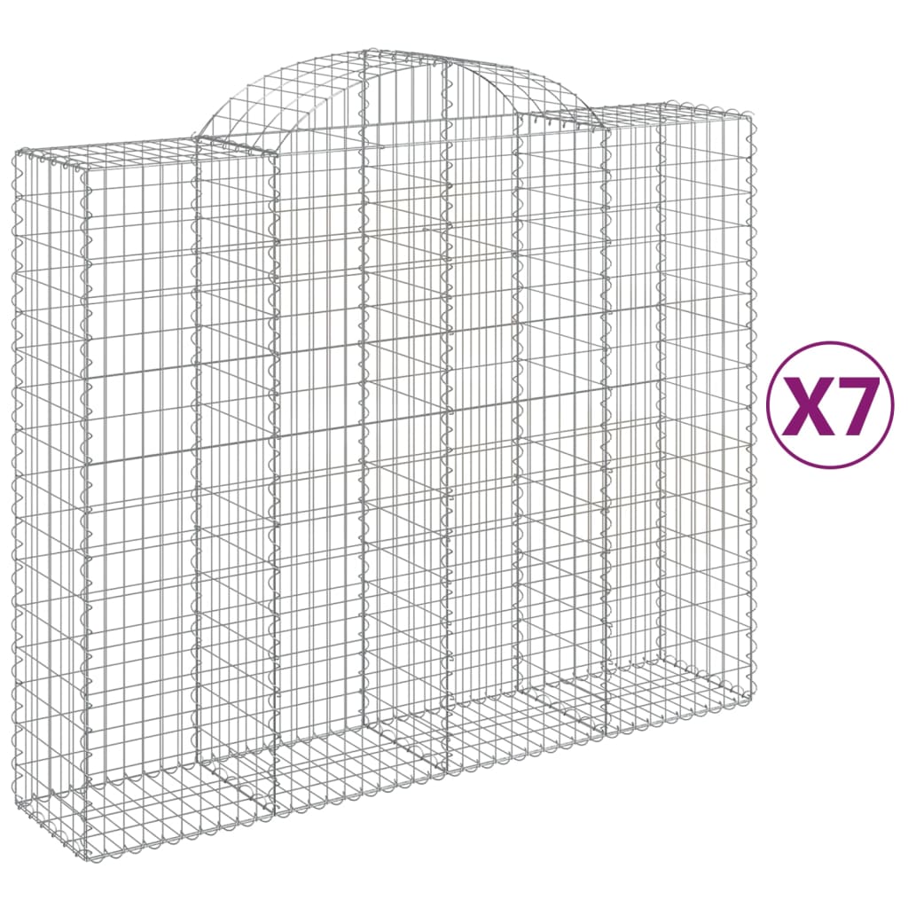 Arched Gabion Baskets 7 pcs 200x50x160/180 cm Galvanised Iron