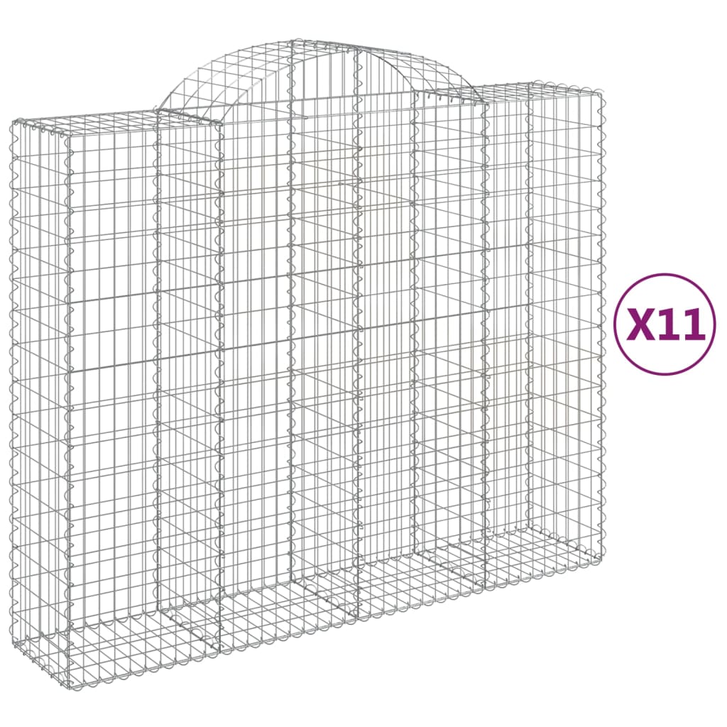 Arched Gabion Baskets 11 pcs 200x50x160/180 cm Galvanised Iron