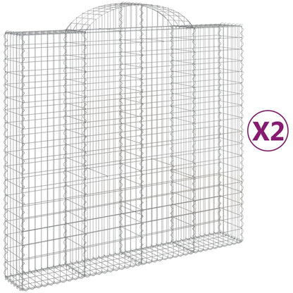 Arched Gabion Baskets 2 pcs 200x50x180/200 cm Galvanised Iron