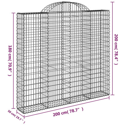 Arched Gabion Baskets 2 pcs 200x50x180/200 cm Galvanised Iron