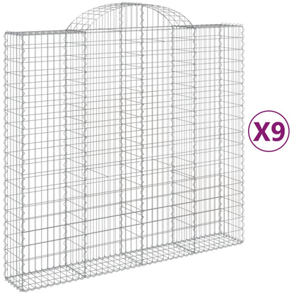 Arched Gabion Baskets 9 pcs 200x50x180/200 cm Galvanised Iron