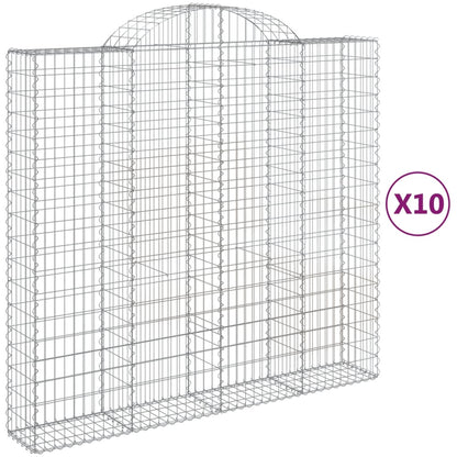 Arched Gabion Baskets 10 pcs 200x50x180/200 cm Galvanised Iron