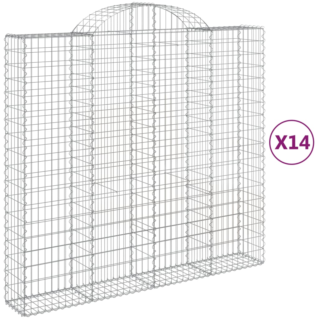 Arched Gabion Baskets 14 pcs 200x50x180/200 cm Galvanised Iron