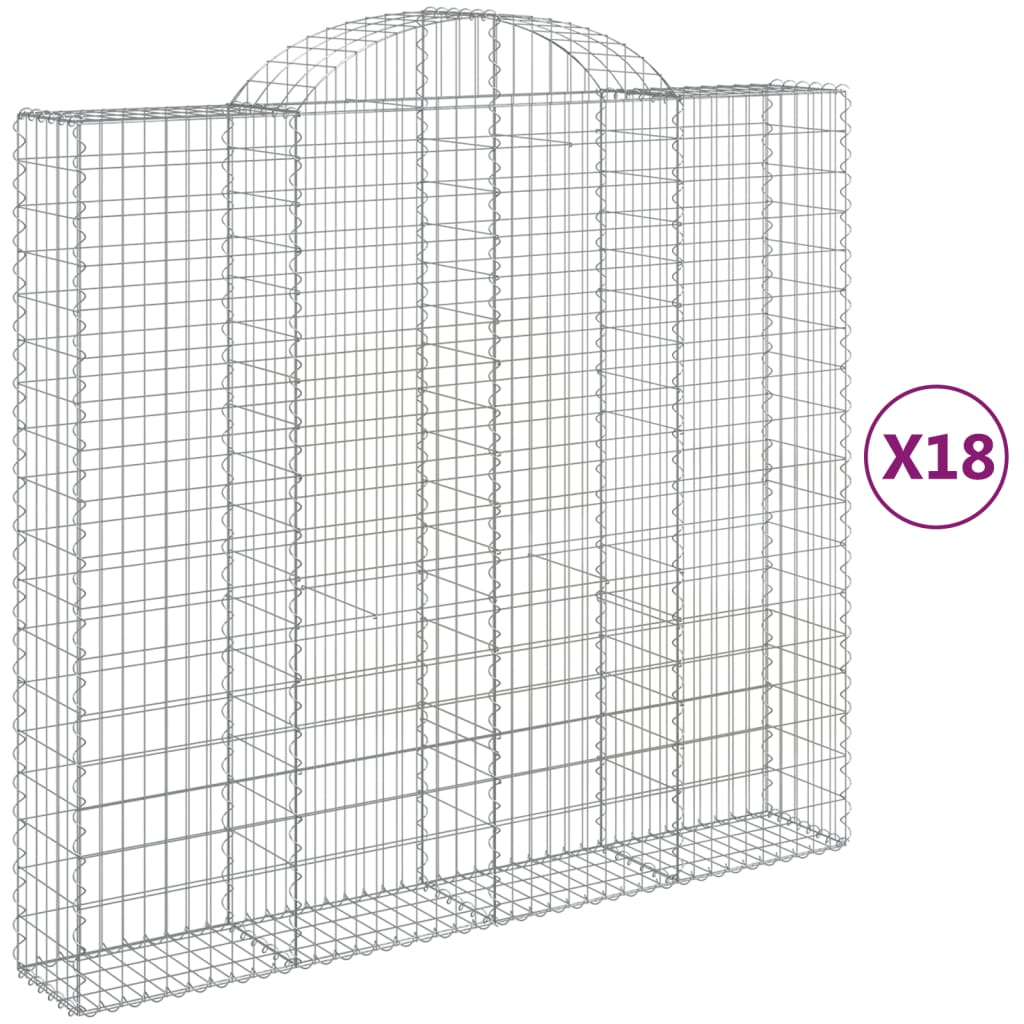 Arched Gabion Baskets 18 pcs 200x50x180/200 cm Galvanised Iron