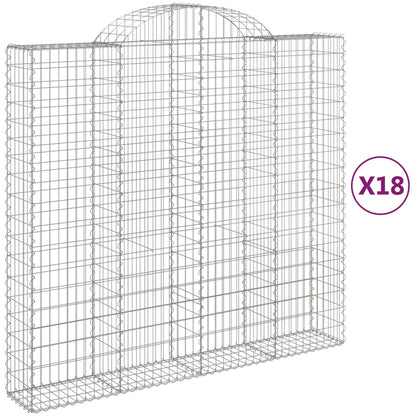 Arched Gabion Baskets 18 pcs 200x50x180/200 cm Galvanised Iron