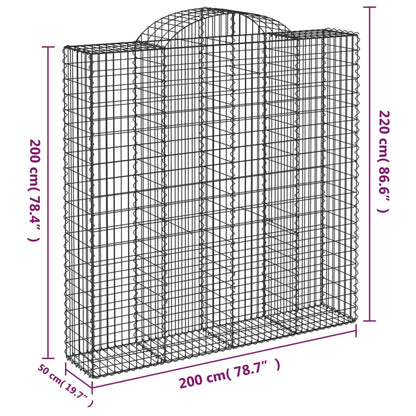 Arched Gabion Baskets 6 pcs 200x50x200/220 cm Galvanised Iron