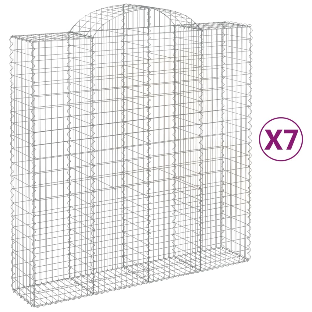 Arched Gabion Baskets 7 pcs 200x50x200/220 cm Galvanised Iron