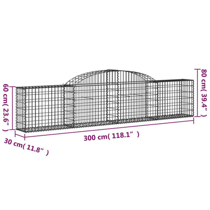 Arched Gabion Baskets 10 pcs 300x30x60/80 cm Galvanised Iron