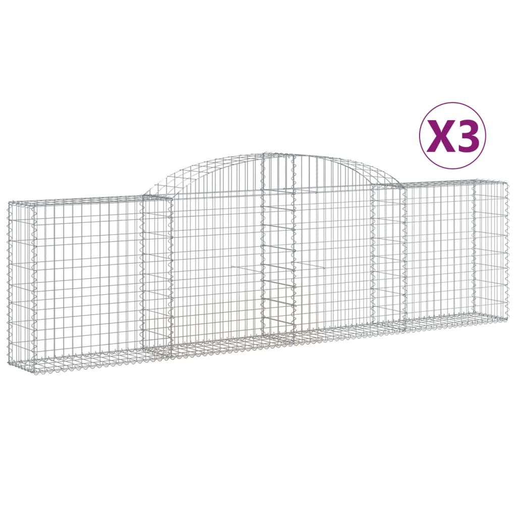 Arched Gabion Baskets 3 pcs 300x30x80/100 cm Galvanised Iron