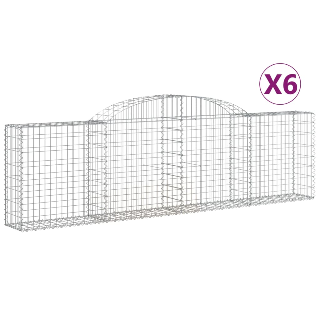 Arched Gabion Baskets 6 pcs 300x30x80/100 cm Galvanised Iron